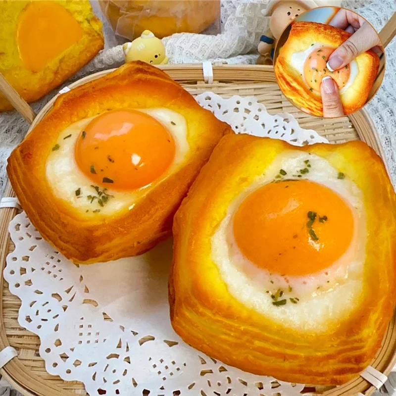 Simulation Fried Egg Bread Toast Squishy Toy Donuts Croissant Slow Rising Rebound Squeeze Relief Fidget Toy For ADHD Autism Gift