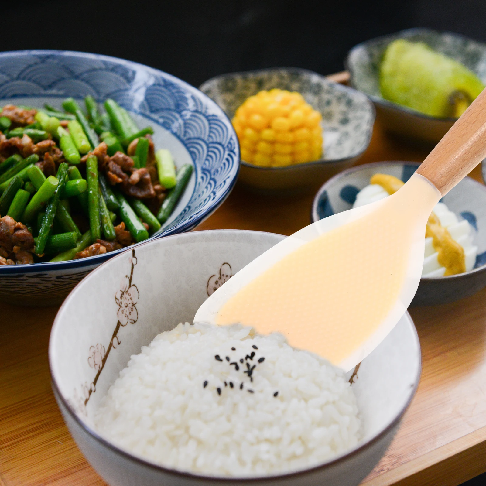 

Silicone Rice Spoon Paddle Spatula Kitchen Tool White Reusable Easy Clean Sturdy Sushi Utensil Home Hotel Restaurant