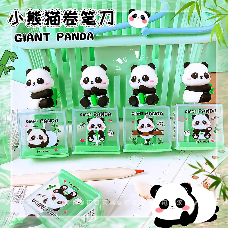 24 pcs/lot Kawaii Panda Pencil Sharpener Cute Hand Mechanical Cutter Knife Stationery Gift School Supplies