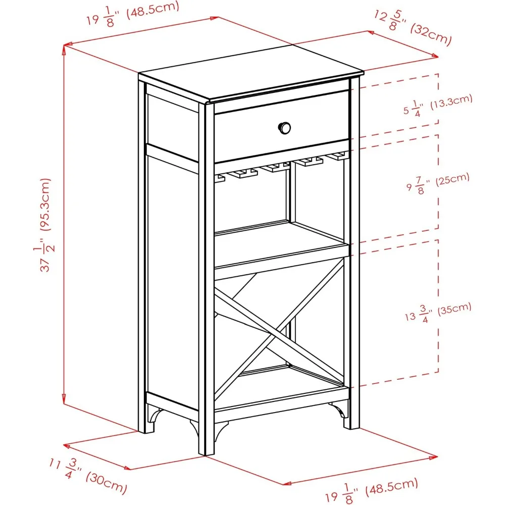 ตู้เก็บไวน์แบบโมดูลาร์ X Shelf พร้อม 1 ลิ้นชัก ชั้นวางแก้ว