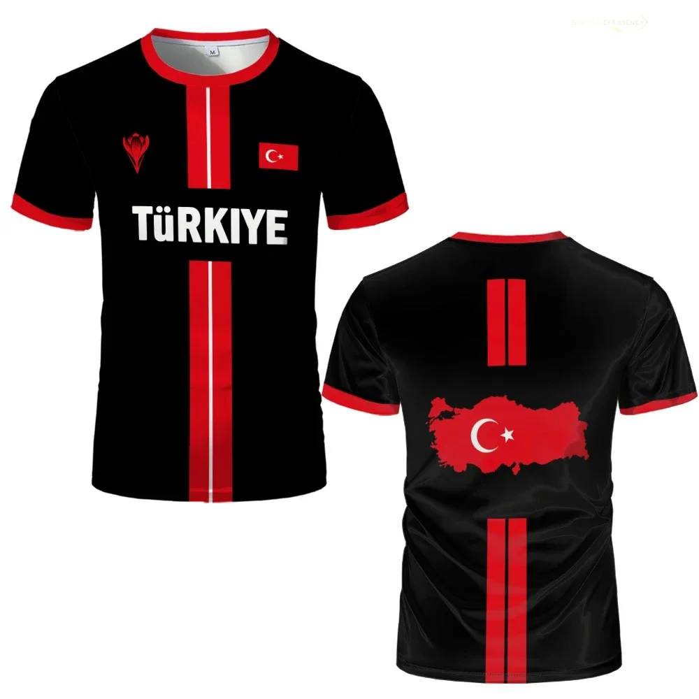 Turkey Football Jersey Breathable Quick-drying Sports Short-sleeved T-shirt Turkish Flag 3D Printed Fashion Loose Men's T Shirts