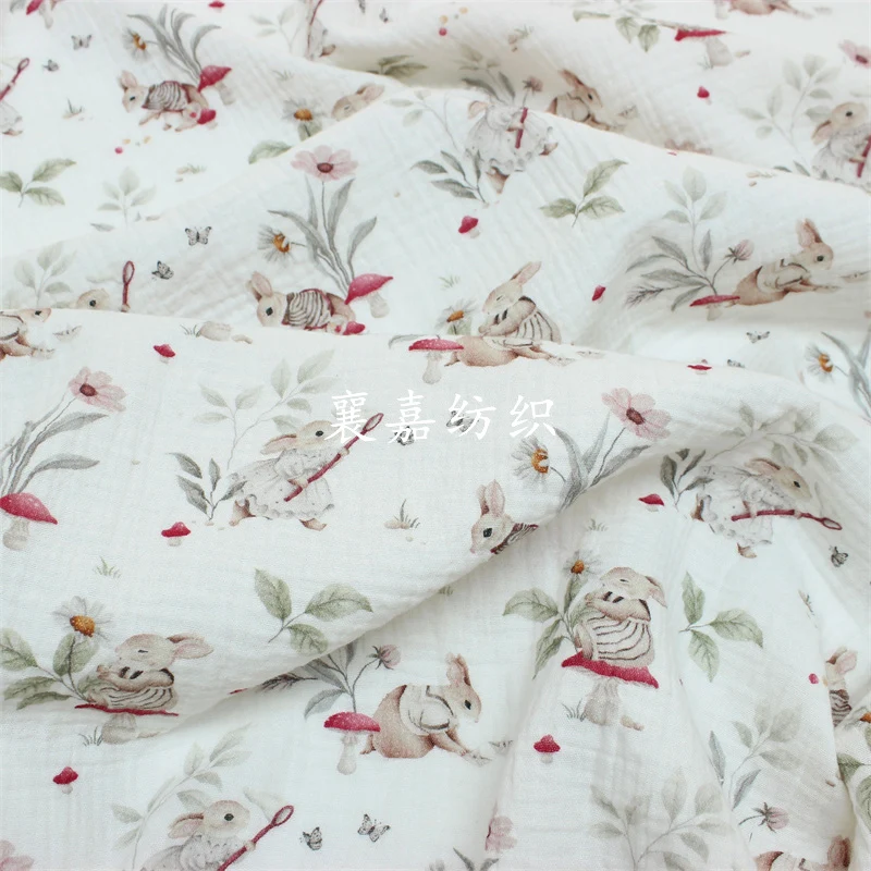 Rabbit Double-Layer Cotton Gauze Crepe Fabric, Spring/Summer Air Conditioning Blanket Small Quilt Children\'s Clothing Clothh