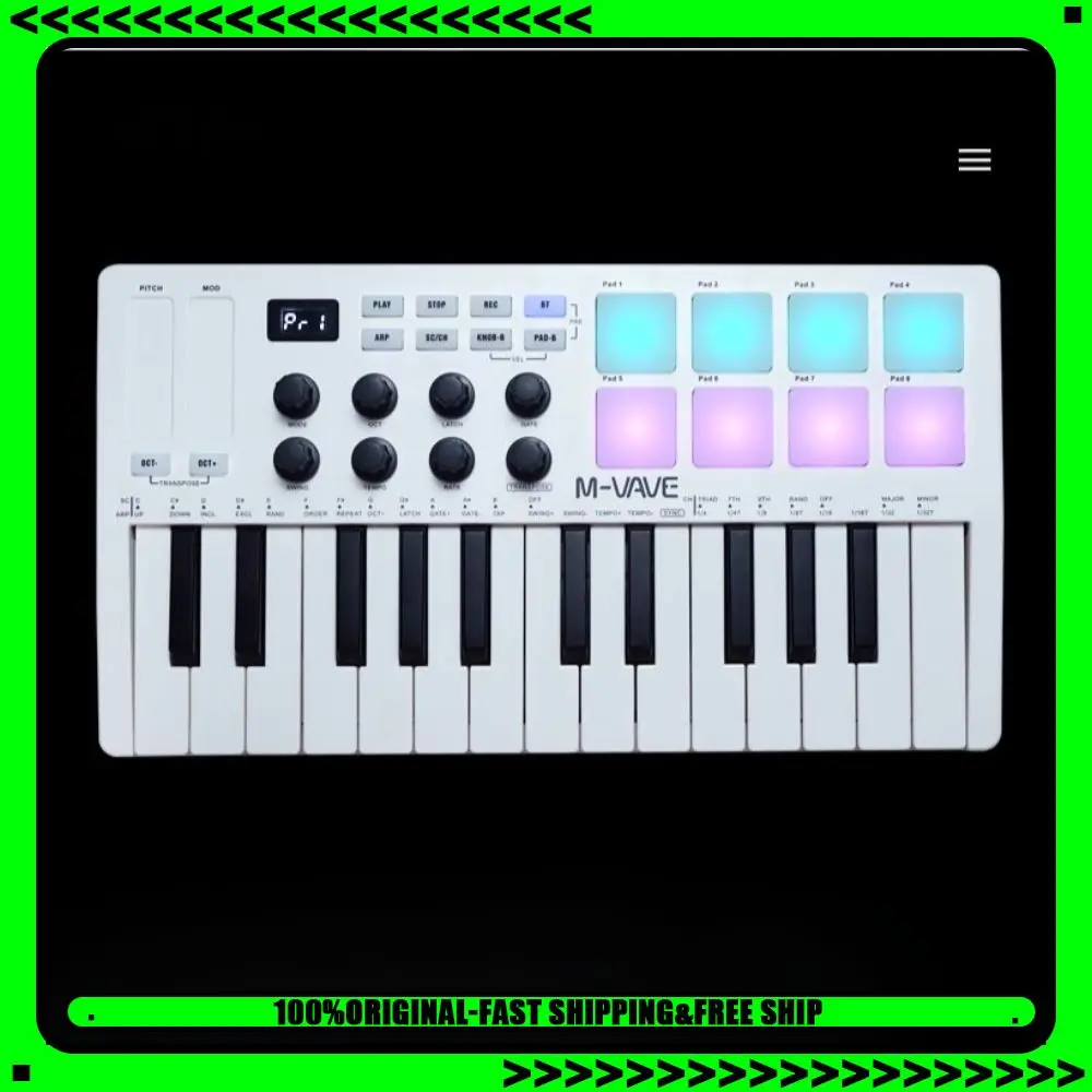 M-VAVE 25-Key MIDI Control Keyboard SMK-25 Bluetooth Wireless Keyboard MIDI Portable Keyboard MIDI Controller Rechargeable Music