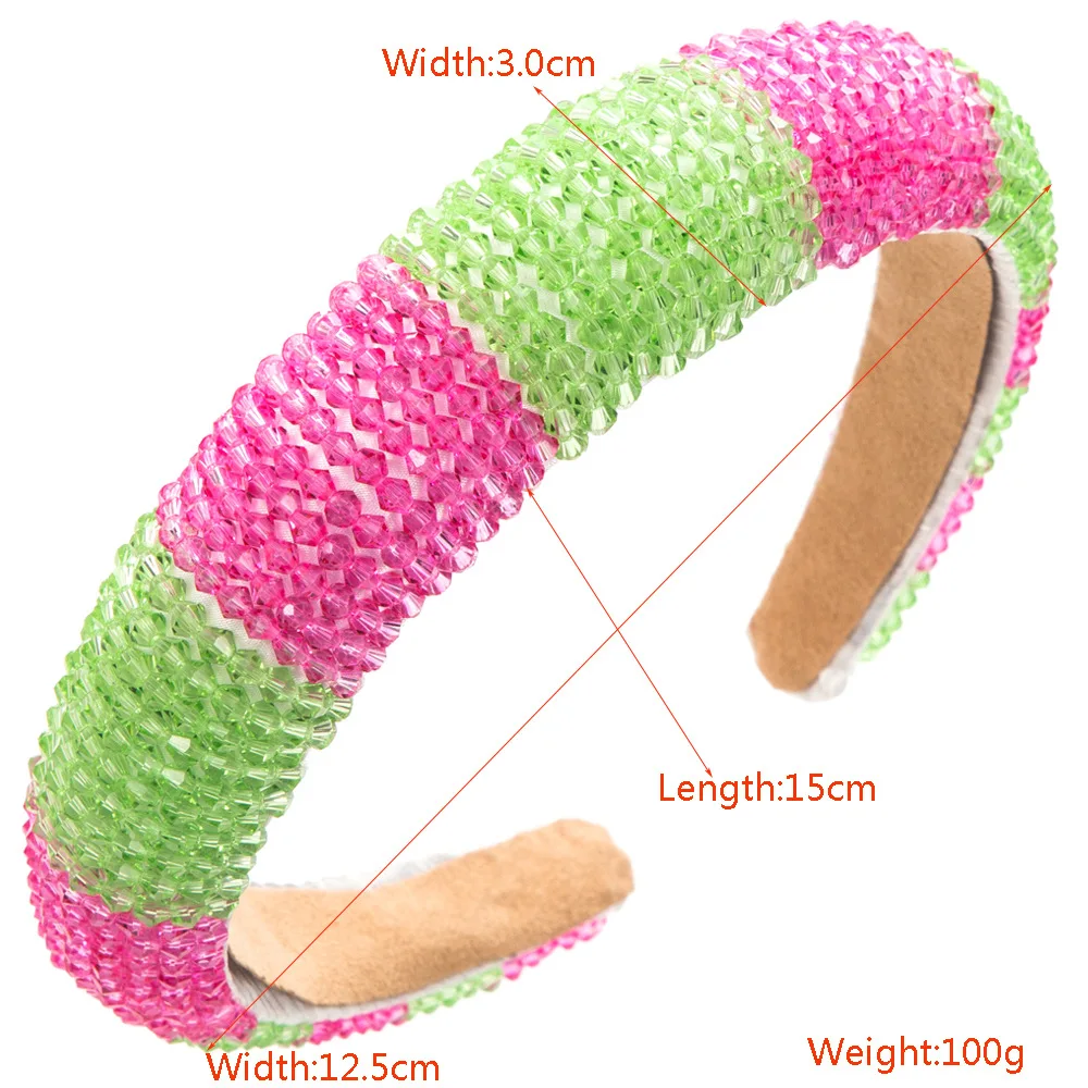 Hot-selling color matching crystal headband Internet celebrity temperament high cranial top handmade headband Korean high-end fa
