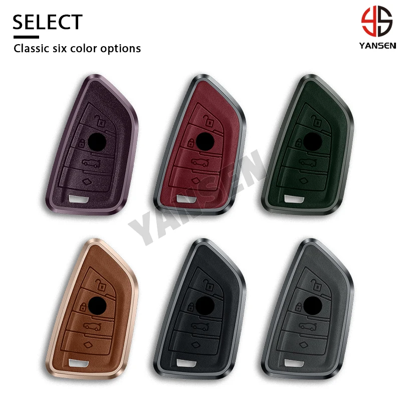 

New Design Color Aluminum Leather Key Case For BMW X1 X3 X5 X6 X7 1 3 5 6 7 Series G20 G30 G11 F15 F16 G01 G02 F48 Keyless
