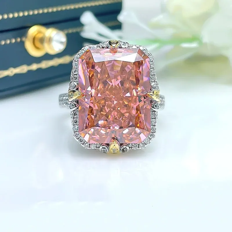 

Fashion Heavy Industry Luxury Set European And American Paparachia Ring Female Imported High Carbon Diamond 925 Silver Di