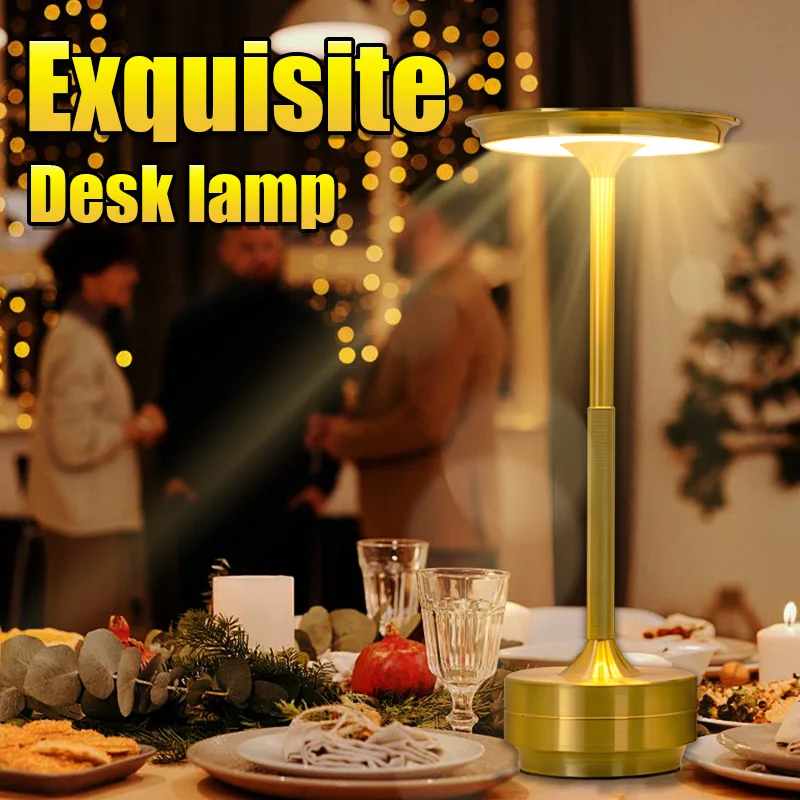 Exquisite Table Lamp Mood Light Aluminum Room Decoration Bedside LED Rechargeable USB Desk Light Touch 3Modes Christmas Gift