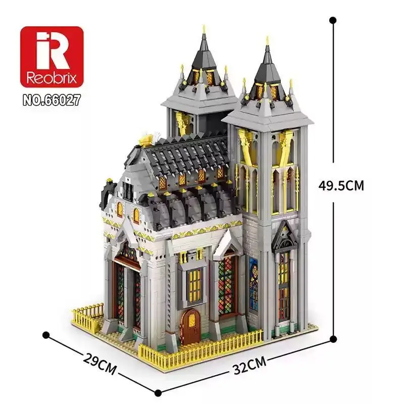 Reobrix 66027 Cidade Street View Arquitetura Igreja Medieval Bloco de Construção Infantil Modelo Brinquedo 3468PCS
