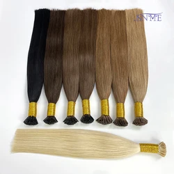 Extensões naturais do cabelo do Virgin para mulheres, cabelo humano real, cápsula da fusão, queratina, louro marrom, 14-22 