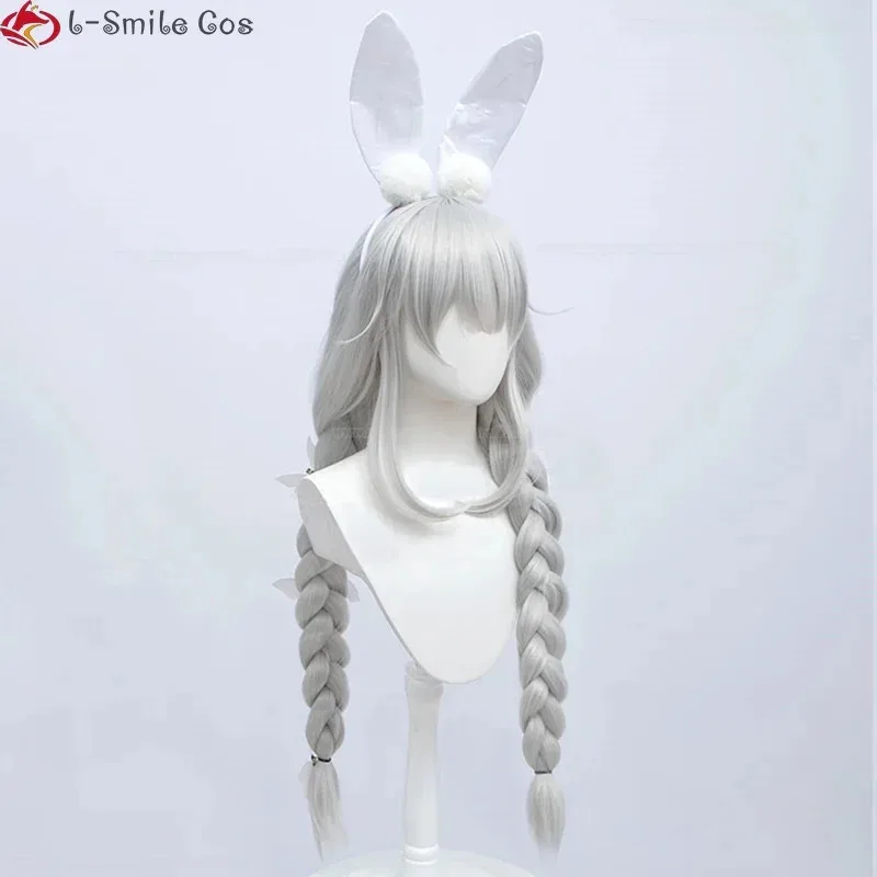 Fc6game mnf le malin peruca cosplay 90cm prata branco trança grossa resistente ao calor cabelo sintético festa bonito perucas peruca boné @ fc8!