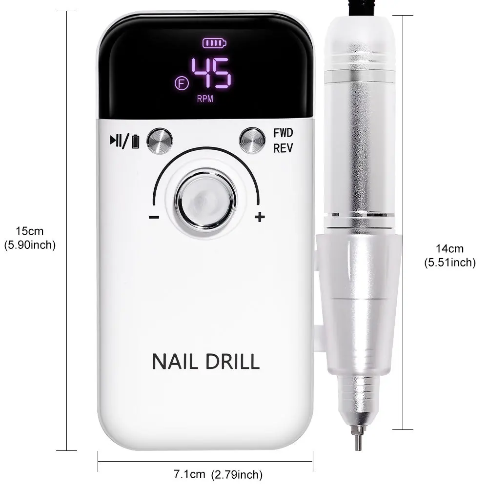 Original 45000RPM Rechargeable Nail Drill Machine with LCD Low Noise Professional Nail Polish Sander Nails Accessories Set