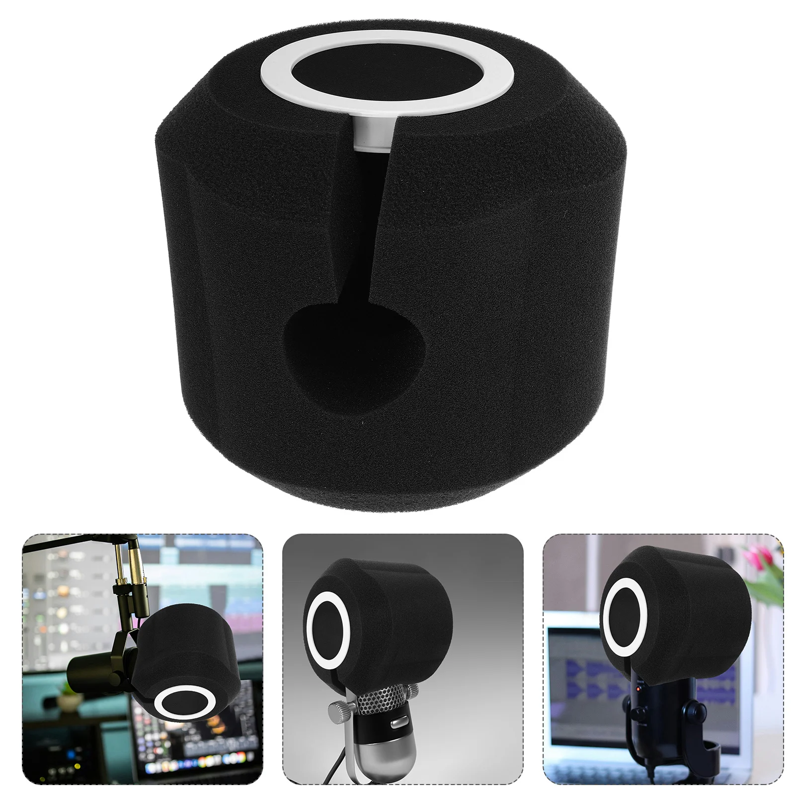 

Microphone Windscreen Sponge Cover With Isolation Shield For Audio Recording Live Streaming Karaoke Mic Pop Filter