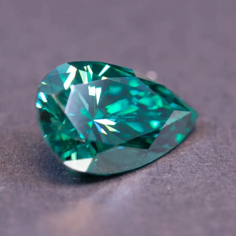 Moissanite Srone Pear Cut Natural Color Emerald Green for Jewel Making DIY Ring Earrings Main Materials with Certificate