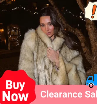 여성용 푹신한 인조 모피 코트, 우아하고 두껍고 따뜻한 라펠 긴팔 짧은 재킷, 빈티지 하이 스트리트 아우터, 2025 신상 패션