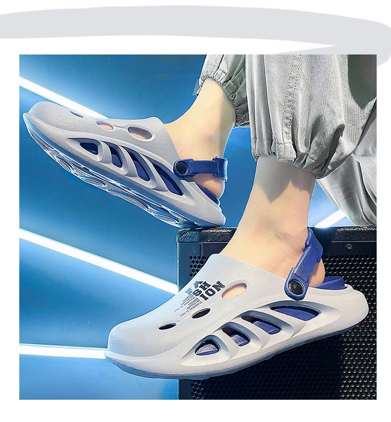 Men's summer outdoor sandals super soft platform college student couple non-slip heightening hole shoes