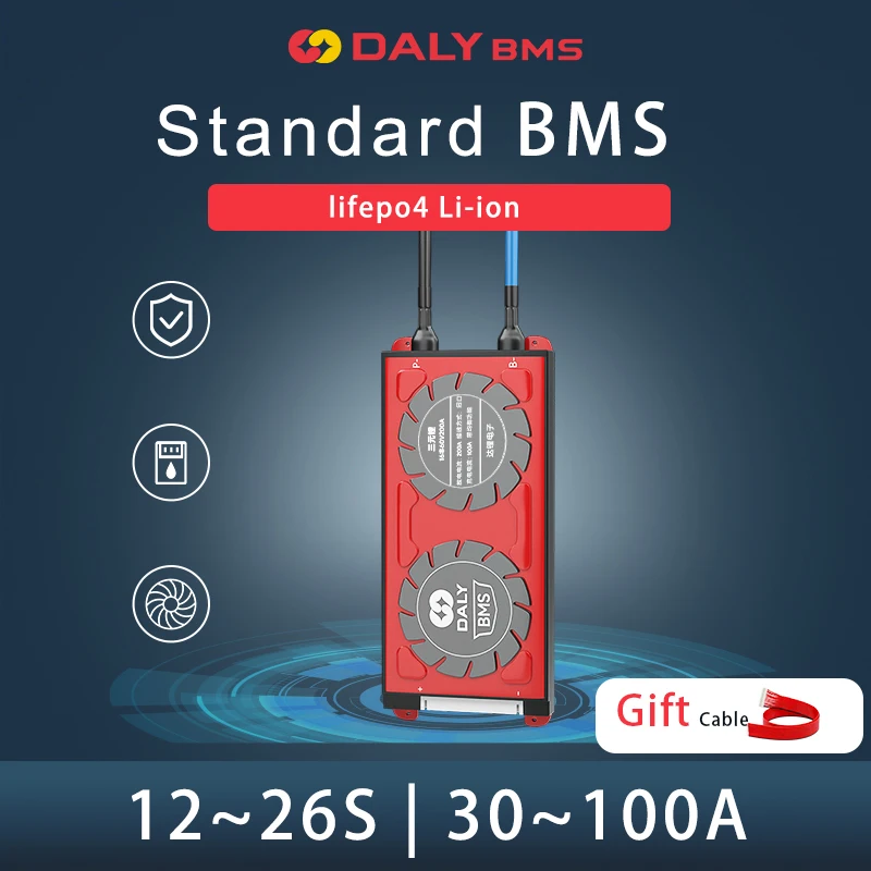 DALY Hardware BMS 12S 14S 15S 16S 19S 20S 24S 26S 30A 40A 60A 100A for 3.7V Li-ion BMS with  18650 Battery 3.2V E-bike Scooter