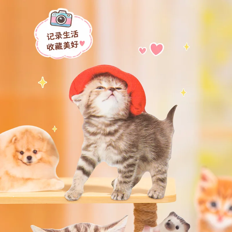 20Pcs Cute Cat Copperplate Paper Stickers, Kawaii Pet Decor Stickers for Journal Album DIY Scrapbook
