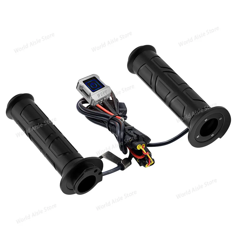 12V Motorcycle Heated Handlebars Smart 3-Speed Adjustable Temperature Waterproof and Dustproof Winter Warm Motorcycle Handlebars