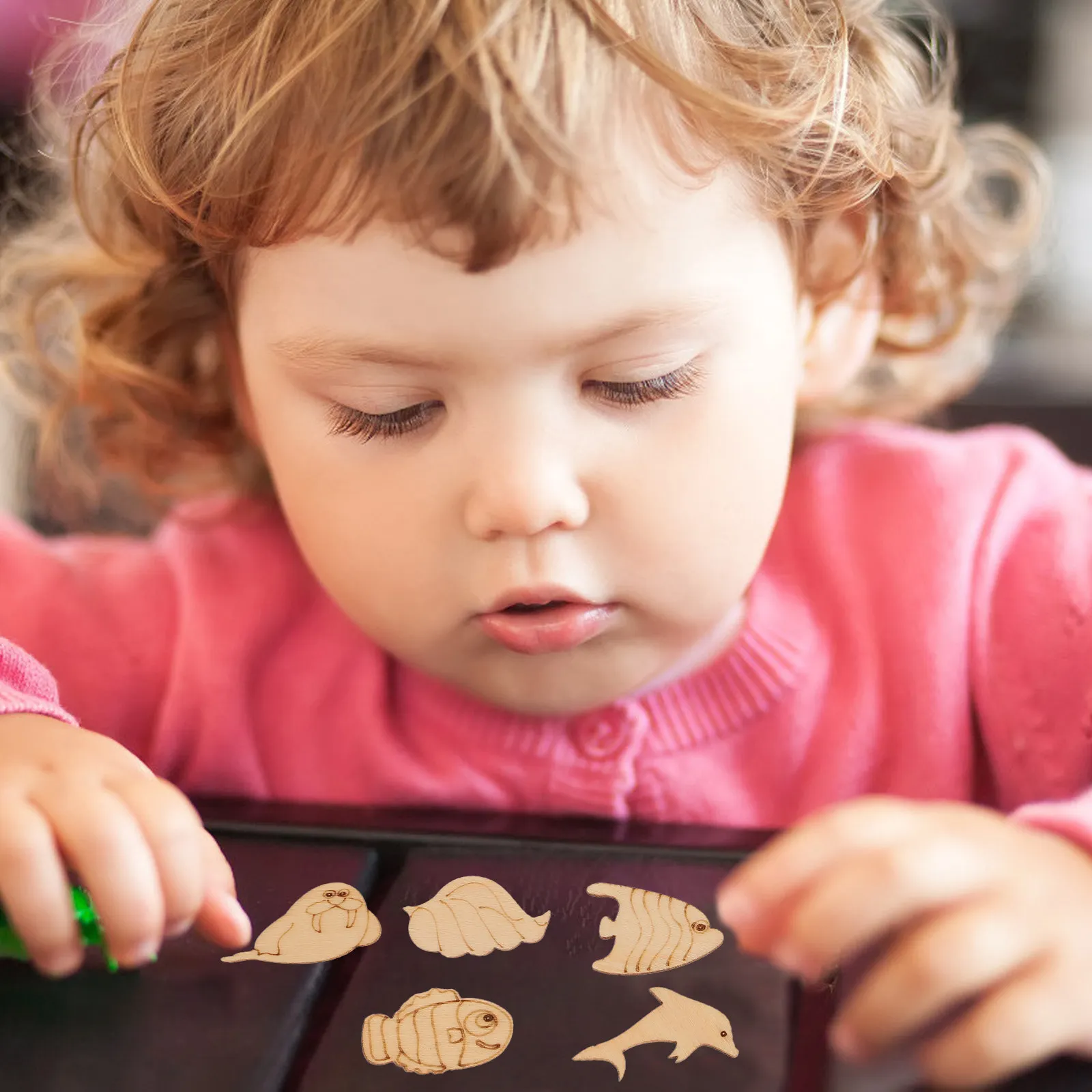 

100 шт. заготовок из дерева с дизайном морских животных, необработанные деревянные срезы, материал для рукоделия, гладкая поверхность для ручной росписи, DIY, для дома