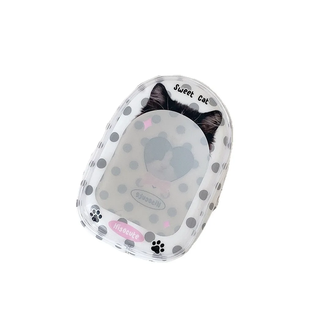 Transparent PVC Wallet with Keyring Cartoon Polka Dot Doll Carry Case Portable Mini Coin Purse Figure Display Storage Bag