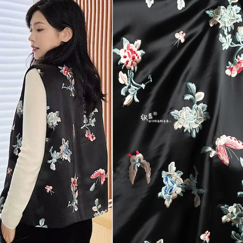 

Ткань с уксусной кислотой, новое платье Cheongsam в китайском стиле, дизайнерское платье с цветочным узором, шитье своими руками, оптовая продажа, ткань