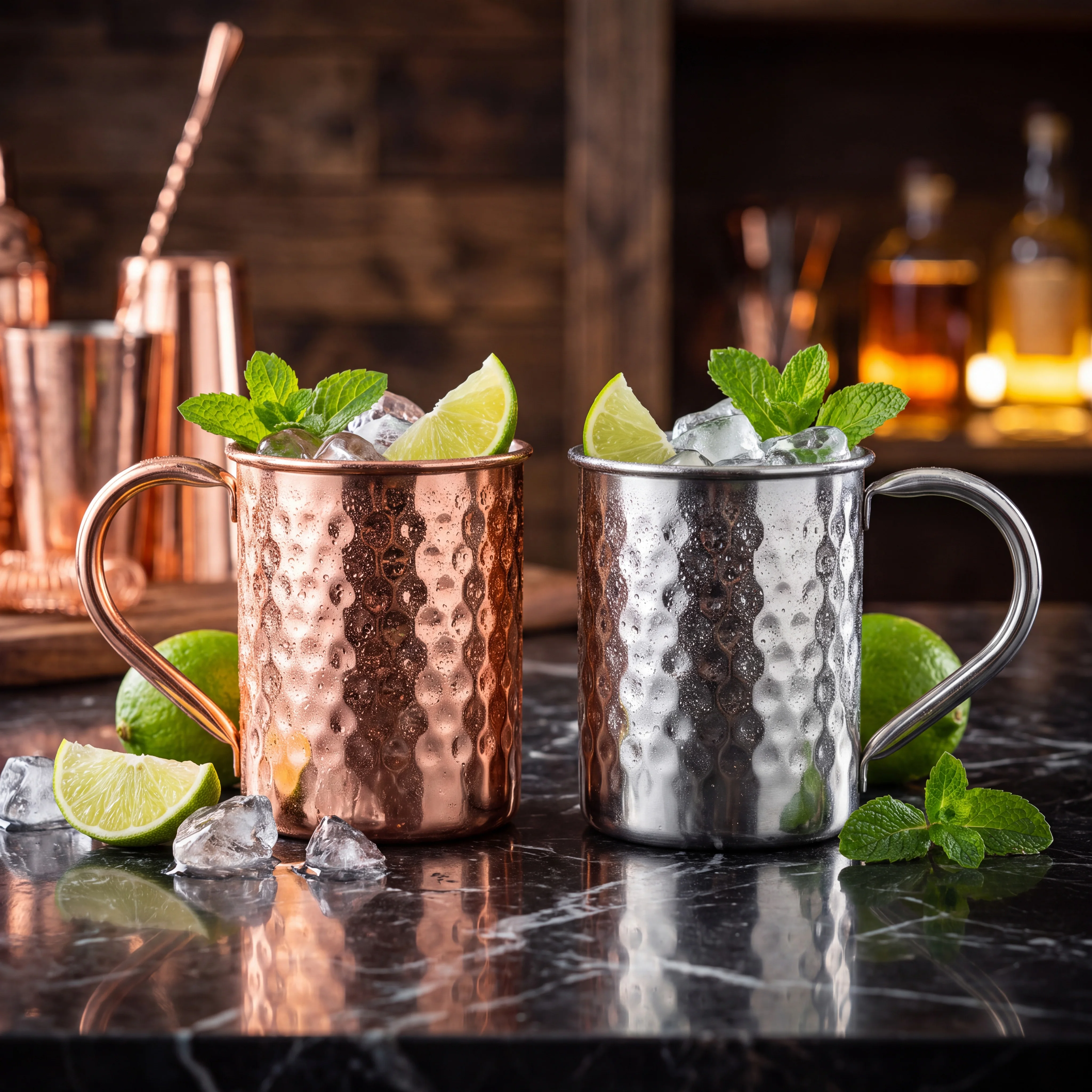 Metal Cups 13oz Unique Hammer Texture Cocktail Glass Mugs With Handle For Outdoor Pool Travel Party Barware Stainless Steel Cups