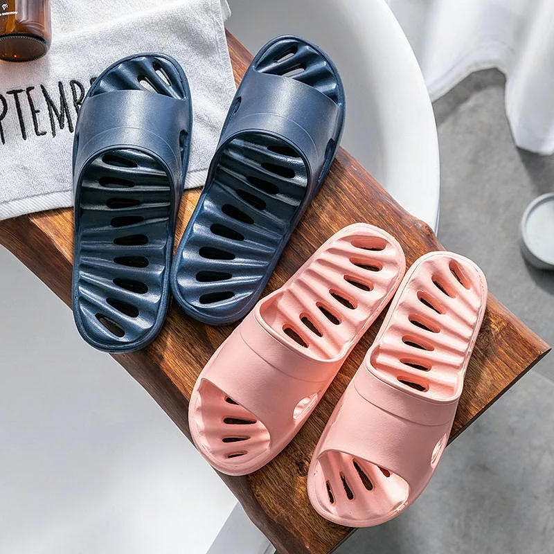 Summer Home Slippers Bathroom Bathing Leaky Slippers Female Hotel Sandals Hollow Silent Flip Flops Soft Sole EVA Indoor Slides