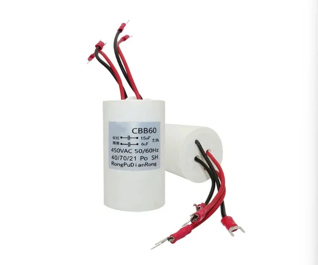 6UF+15UF CBB60 four wire dual capacitor 450V electric hoist lifting pole motor crane starting capacitor