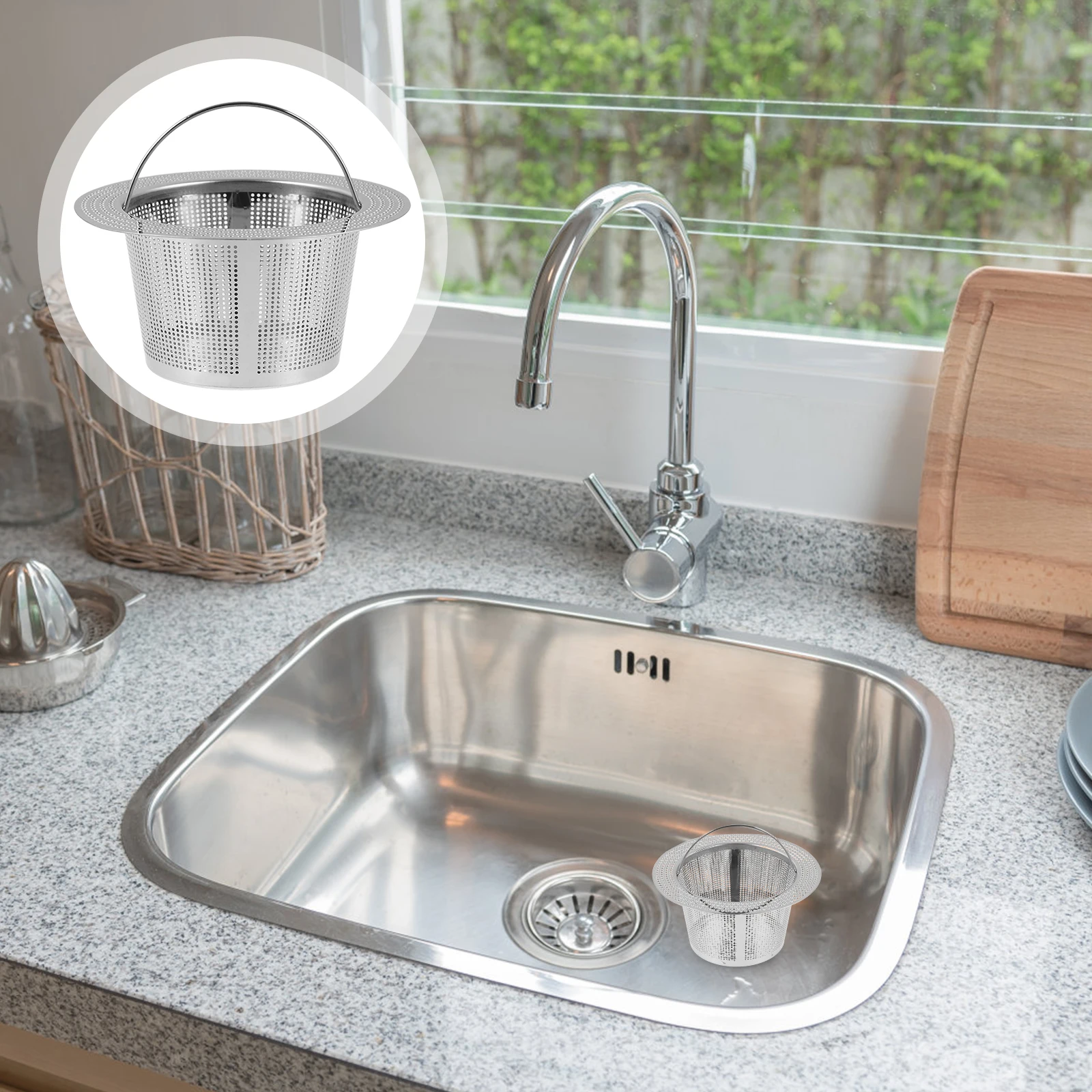 

Stainless Steel Strainer Metal Sink Drain Basket Kitchen Sink Strainer For Sewer Blockage Protection Smooth Surface Easy