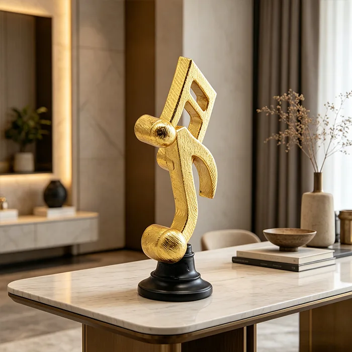 *qa Music Note Resin Statue, Creative Art Figurine, Luxury Home Decor for Living Room Entryway Office Desktop#
