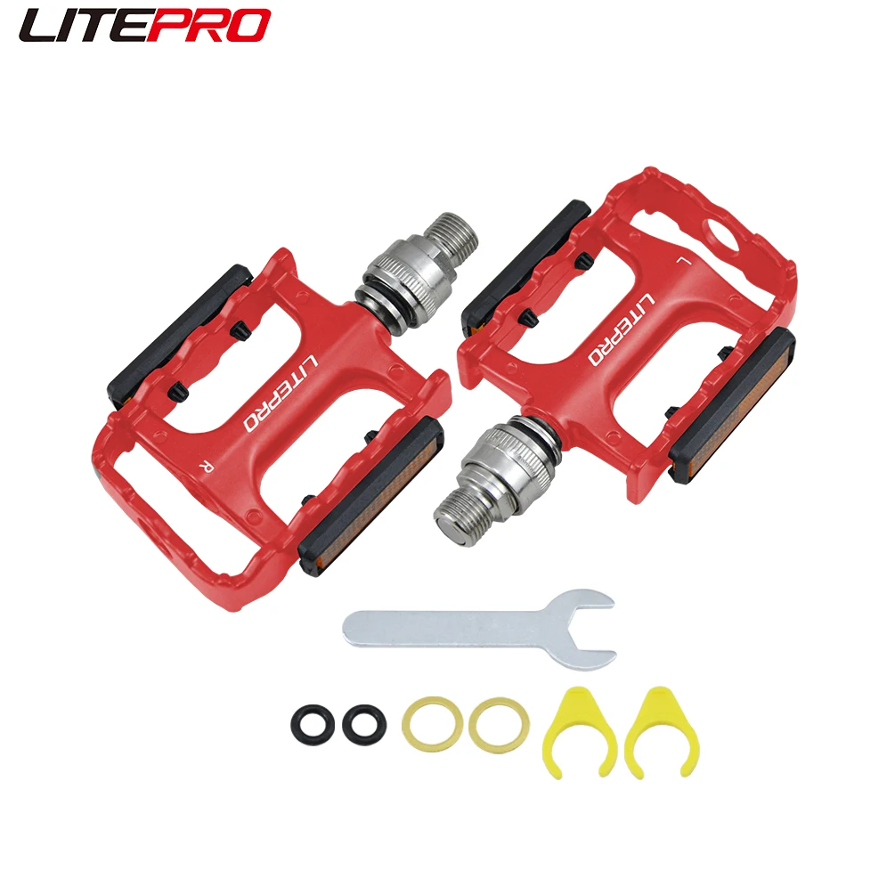 Litepro Bicycle Steel Axle Quick Release Pedal 14mm Thread Sealed Bearing Pedals For Brompton Folding Bike