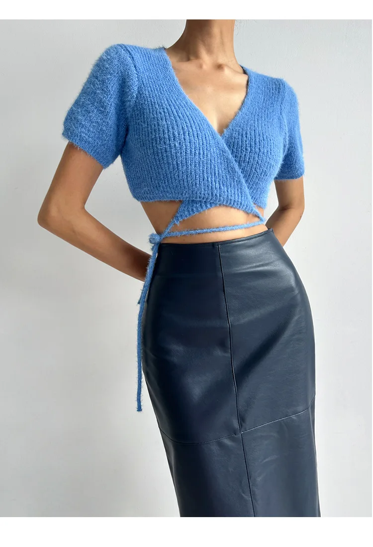 Leather Long Skirts for Women Autumn Winter Solid Black Apricot Pu Leather Straight Skirt Office Lady High Waist  Fashion