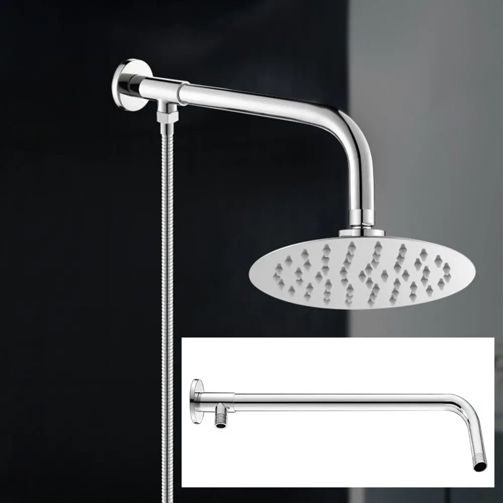 

Bathroom Stainless Steel Wall Mounted Shower Arm Head Extension Pipe with Base