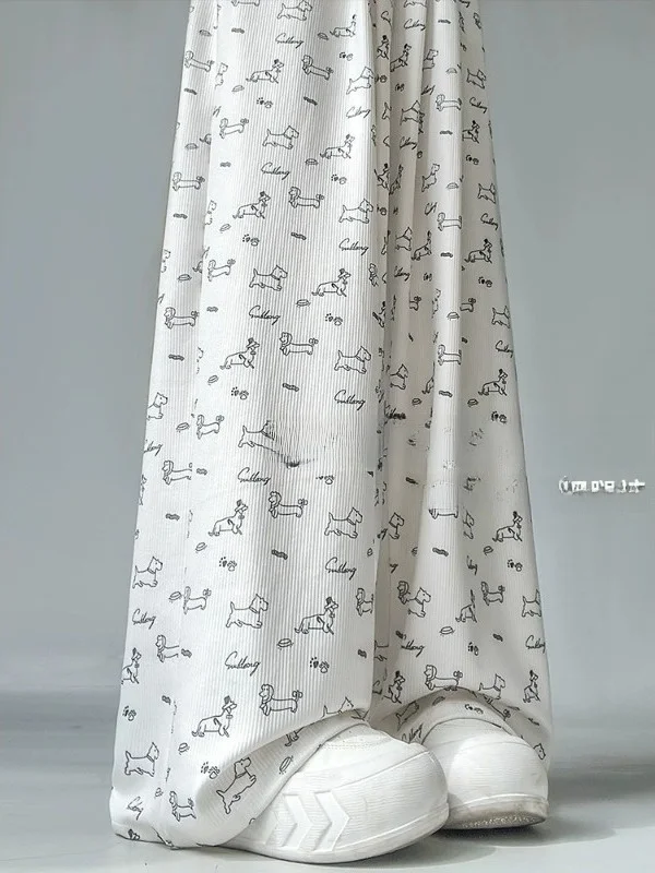 

High Waist Wide Leg Pants Draped Loose Thin Summer Dog Walking Trousers for plus Size Women Breathable Comfortable Korean Style