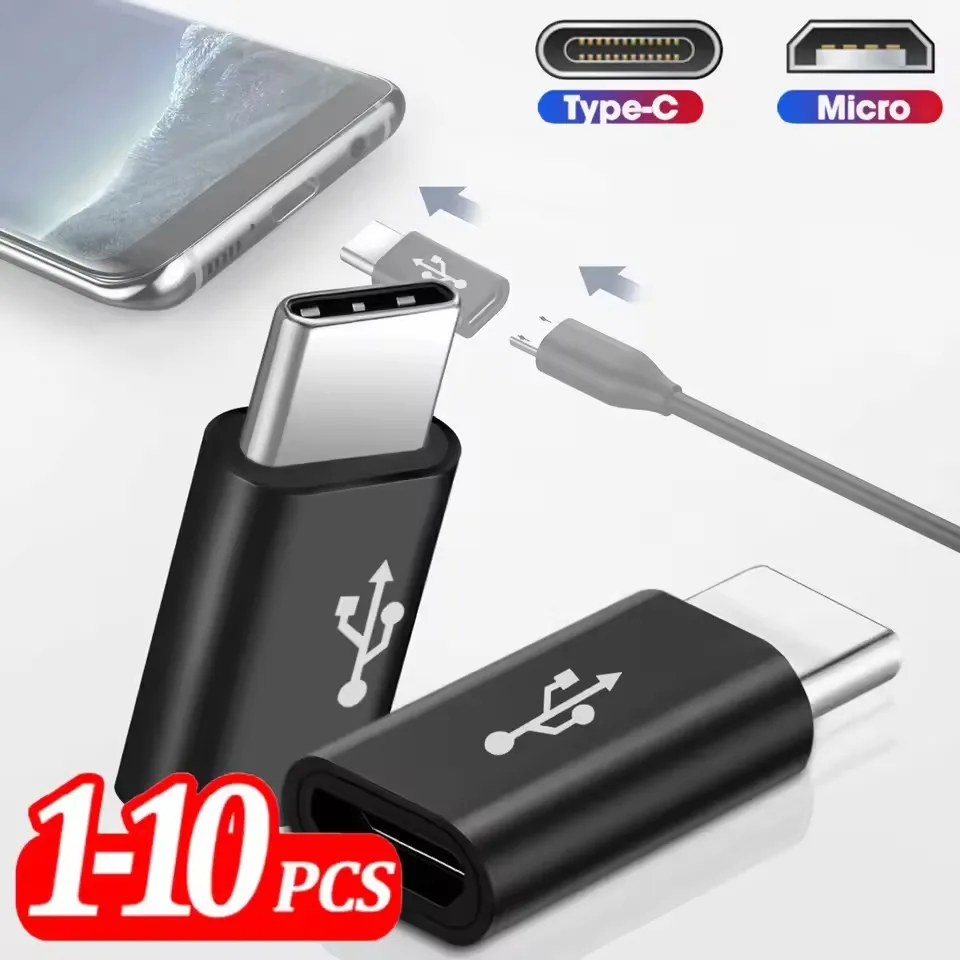 10/1Pcs Type C Male To Micro USB Female Adapter Support Charging Data Transmission USB C Converters for MacBook Tablets Laptop