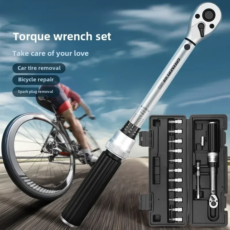 Green Forest Torque Wrench Kit for Precise Wheel Alignment and Spark Plug Removal in Auto Repair