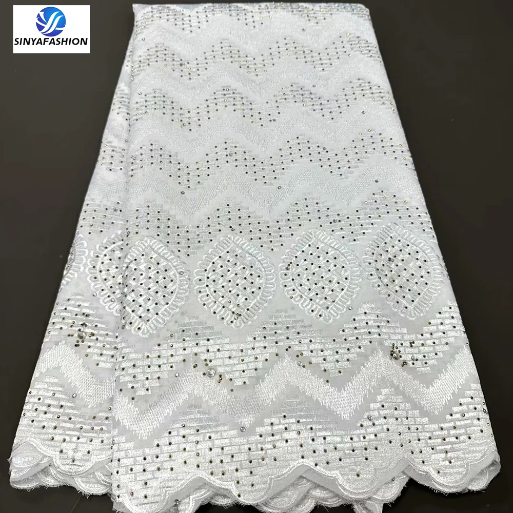 

Tim African Nigerian Cotton Lace Fabrics WIth Stones High Quality Embroidery Dubai Swiss Voile Lace In Switzerland For Women Men