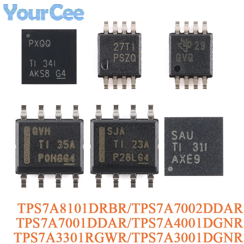 2Pcs TPS7A8101DRBR TPS7A7002DDAR TPS7A7001DDAR TPS7A4001DGNR TPS7A3301RGWR TPS7A3001DGNR Adjustable Low Dropout Regulator Chip