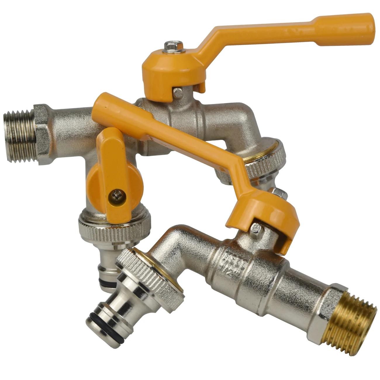 Garden 1-Way 2-Way 1/2'' 3/4'' Brass Water Faucet Water Splitter Connector Coupling Adapter Valve Switch Irrigation Tap Replace