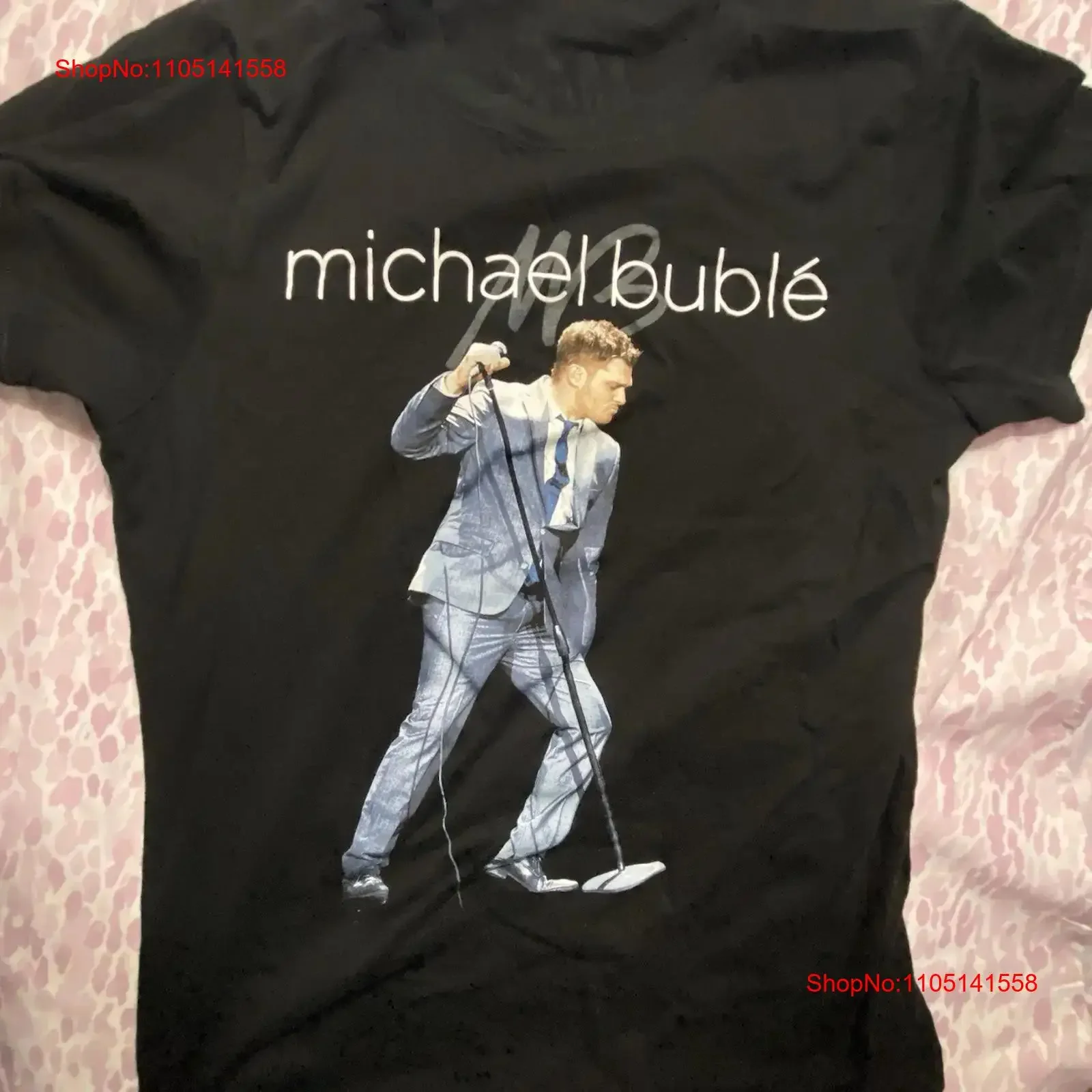 Michael Buble Camiseta de concierto con cuello redondo XL para mujer corre Ropa informal lavada vintage pequeña Gráfico versátil Unisex Transpirable