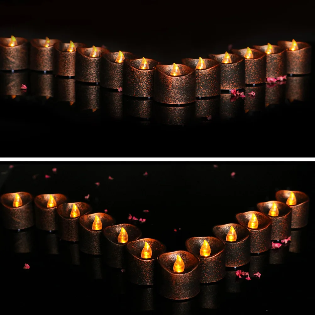 

4Pcs LED Glitter Flickering Tea Light Lamps Flameless Black Button Decorative for Halloween Wedding Party Festival