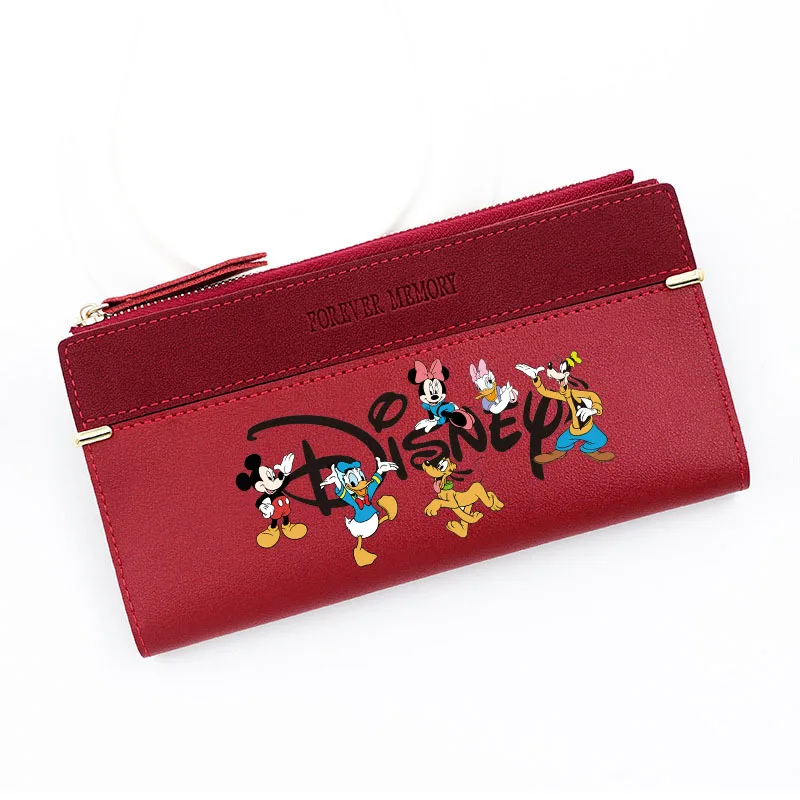 Niedliche Disney Stitch lange Brieftasche Cartoon Figur Mickey Minnie tragbare Brieftasche mit mehreren Karten fächern Anime Pu Brieftasche für Frauen