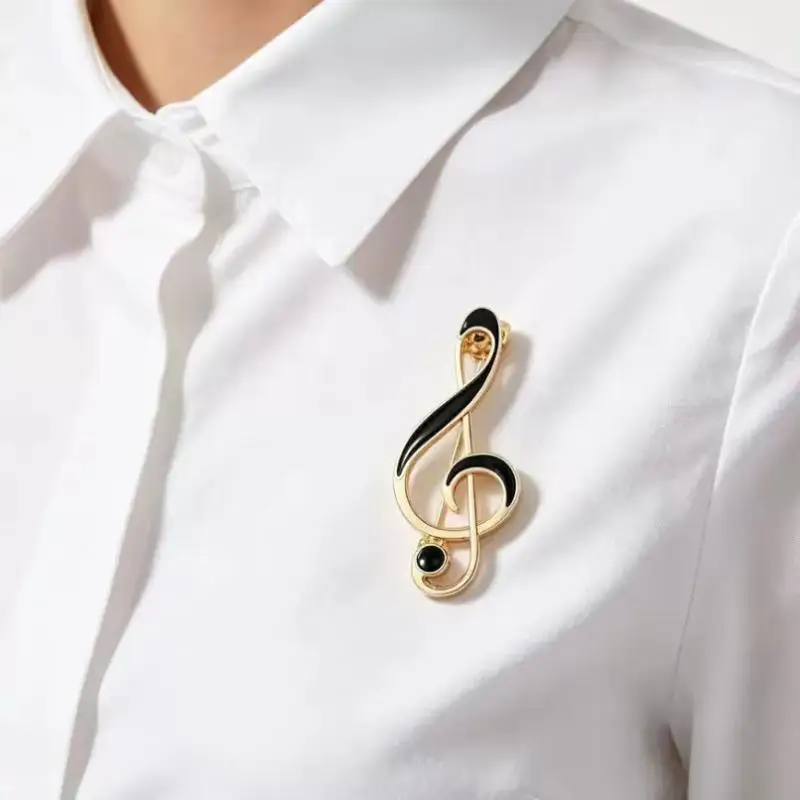 1 Stück Musiknoten-Brosche, Stimmhebel-Emaille-Metallnadel, Musiksymbol-Brosche für Damen, Anzug, Revers, Schal, Schmuck, Geschenk – Detail 3