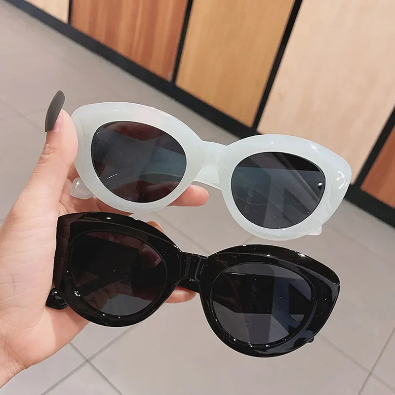 2024 Fashion Cat Eye Women Sunglasses Retro Jelly Color Shades UV400 Eyewear Men Green Pink Purple Sun Glasses