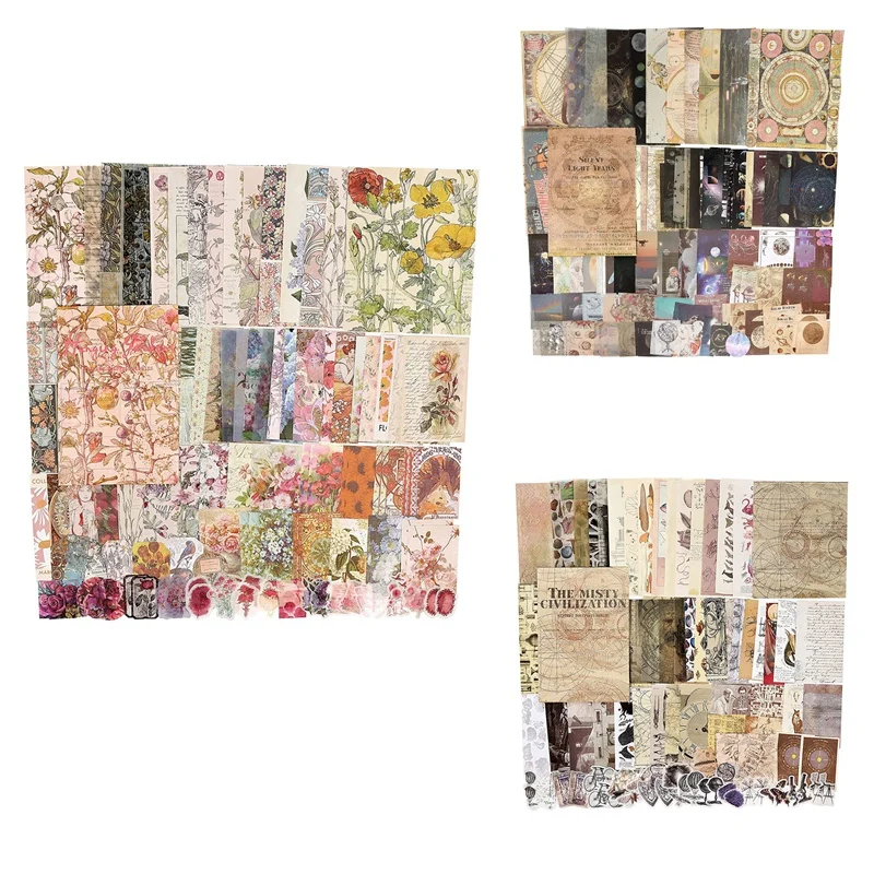 Saco de arquivo de suprimentos de scrapbook estético vintage para diário lixo diy artesanato papel washi adesivos kit