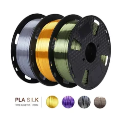 실크 필라멘트 PLA 3D 프린터 PLA 필라멘트, 3D 인쇄 재료, 빛나는 필라멘트, 골드 블랙 실버 멀티팩, 1.75mm, 1kg, 500g, 250g