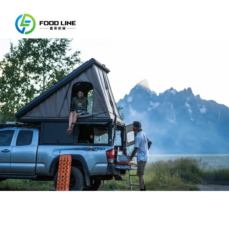 Customized aluminum honeycomb pop‑up pickup bed camper unit rain snow resistant for off‑grid outdoor camping activity setup