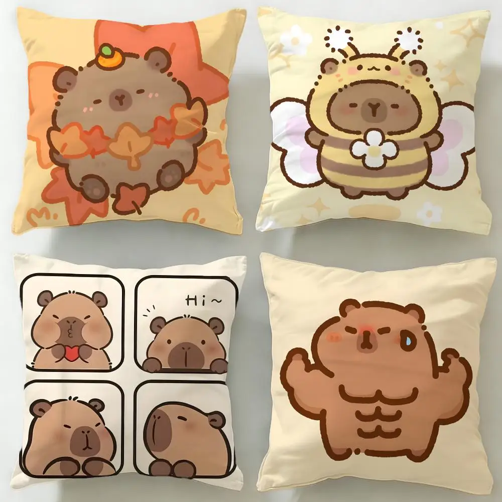 Klassischer Tier-Kissenbezug mit Capybara-Motiv, weicher und leicht zu waschender Kissenbezug – vielseitig einsetzbar für Couch, Bett, Reisen und Büro