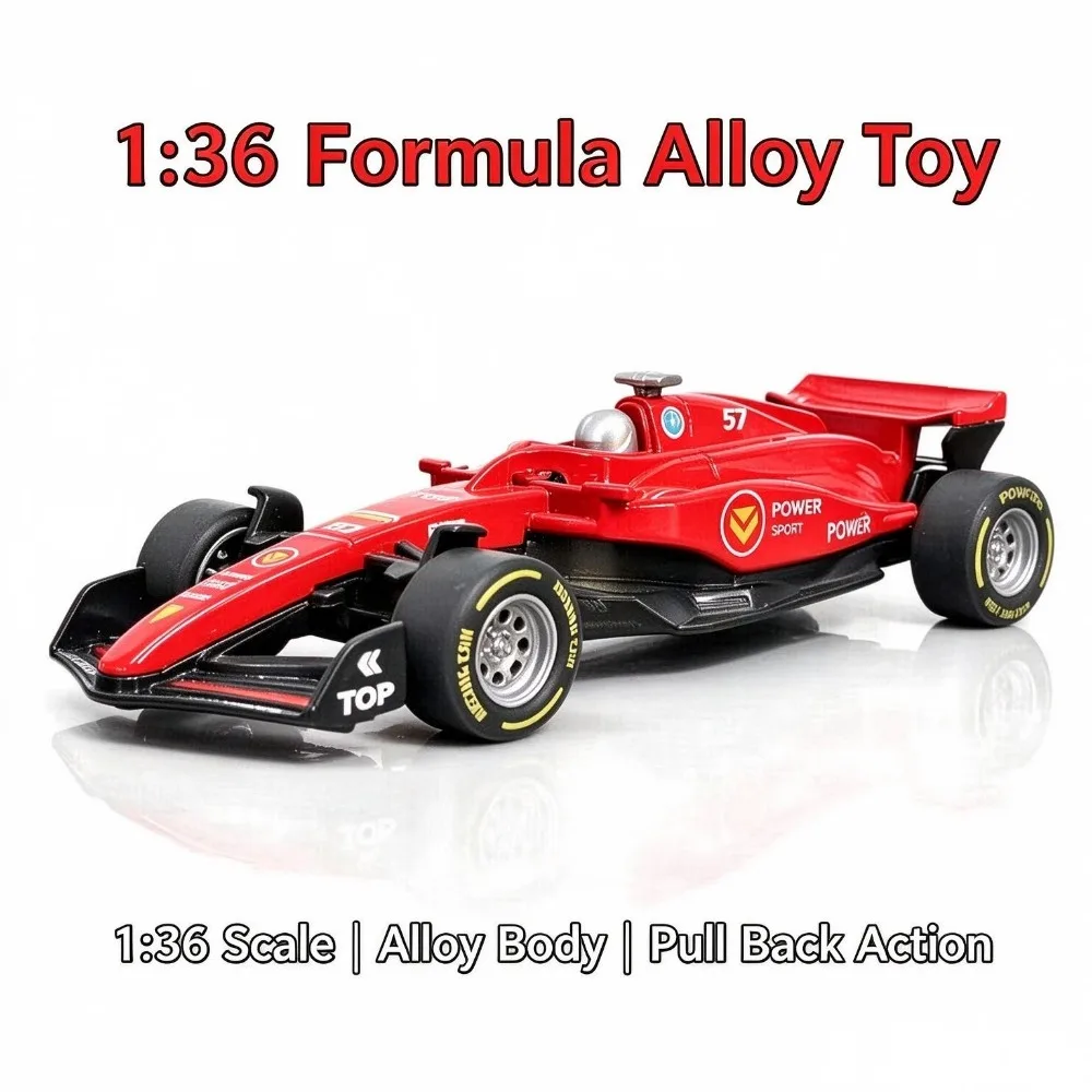1:36 Alloy Formula Racing Car Model, Pull Back Function, Packaged in Bag, Gift for Hobby Collectors, Birthday Present