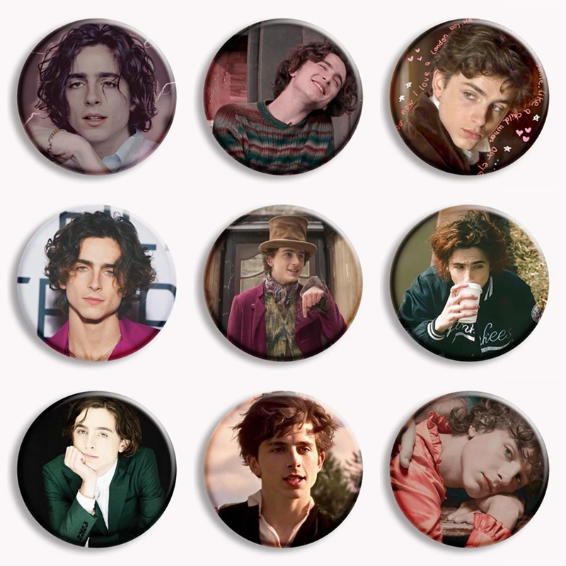 Popolare Movie Actor Timothee Chalamet Button Pin spilla personalizzata Badge per accessori per decorazioni per zaini i fan raccolgono il regalo 58mm